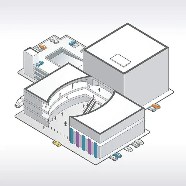 Vector illustration of Shopping Mall Illustration