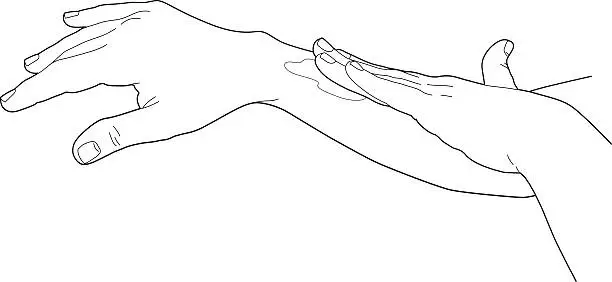 Vector illustration of Applying cream on hand