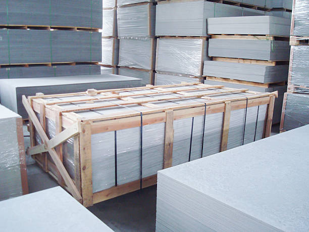 istock Indoor Factory Warehouse for Fiber Cement Board Storage 499060709