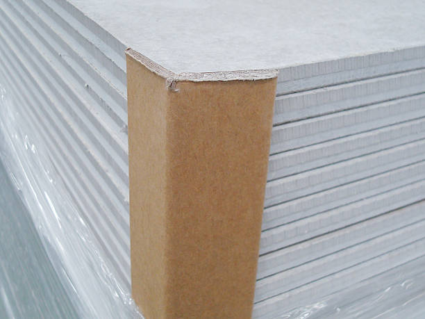 Indoor Factory Warehouse for Fiber Cement Board Storage stock photo