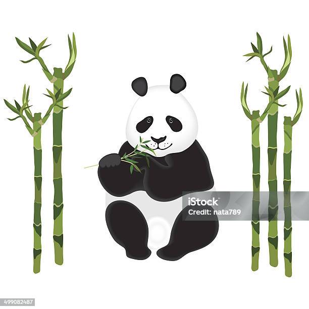 Panda With Sprig Of Bamboo On White Vector Illustration Stock Illustration - Download Image Now