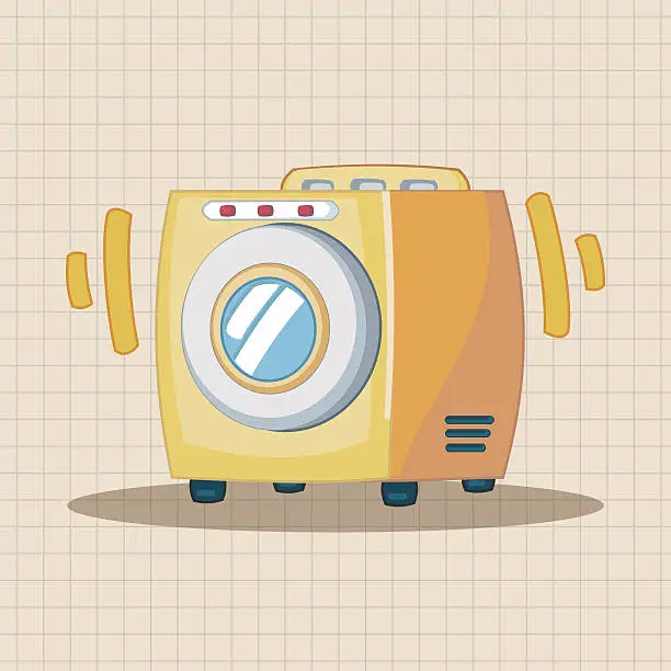 Vector illustration of Washing machine theme elements