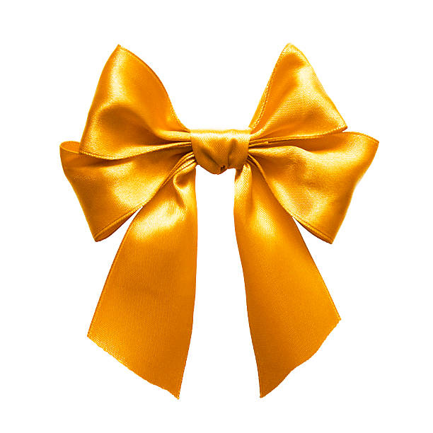 istock Gold satin gift bow. Ribbon. Isolated on white 499085115