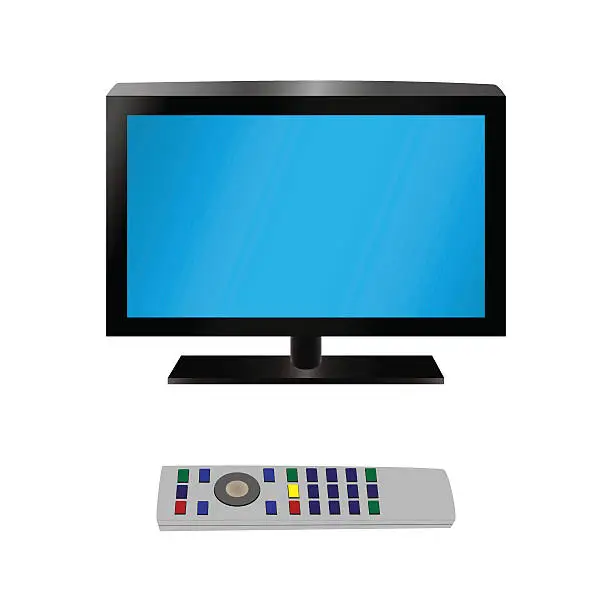 Vector illustration of TV and remote control.