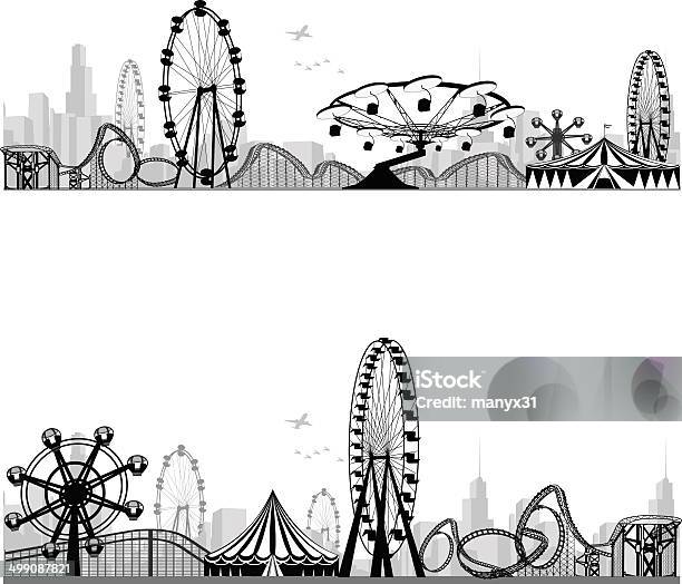 Ilustración de Vector Silueta Carousel Illustrationroller Coaster y más Vectores Libres de Derechos de Carnaval