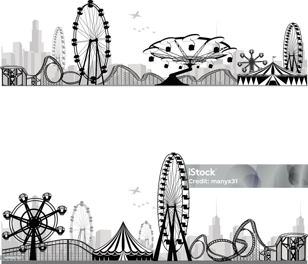 Vector illustration.Roller Coaster Silhouette .Carousel 	Vector illustration.Roller Coaster Silhouette .Carousel Traveling Carnival stock vector