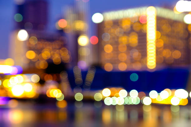 istock Blurred abstract background lights, beautiful cityscape view 499088360