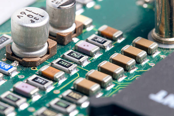 istock Close up of a used plate of electronic components 499088506
