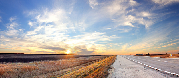 This image is taken on Canada's Highway One, just west of Winnipeg. An XXL panorama of many vertical exposures.
