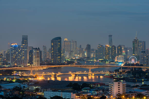 istock Bangkok cityscape from top view with river, Thailand 499090602