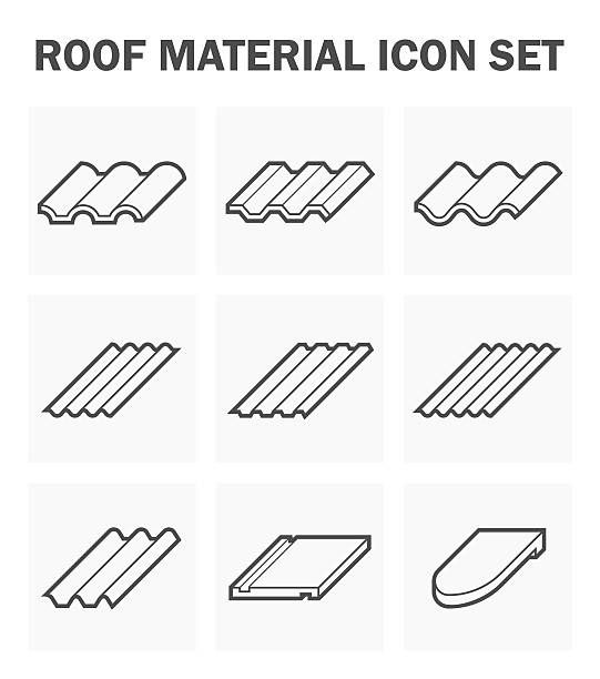 Roof icons Roof material icon set. concrete symbols stock illustrations