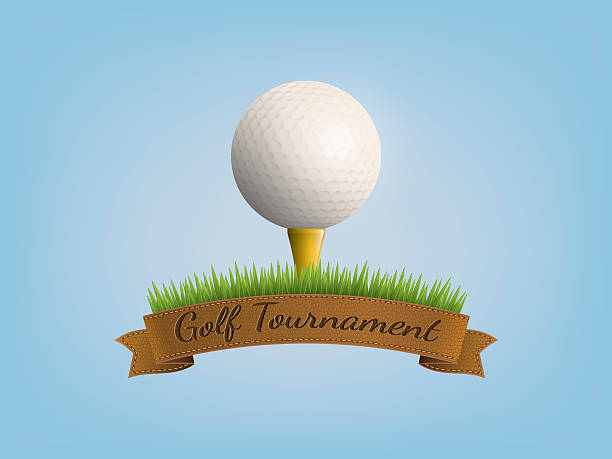 공 골프 배너입니다 리본상 - golf ball golf curve banner stock illustrations