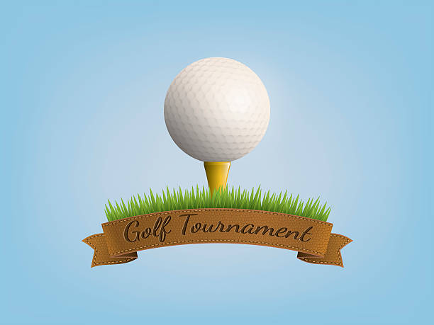 мяч для гольфа на баннер ленты - golf ball golf curve banner stock illustrations