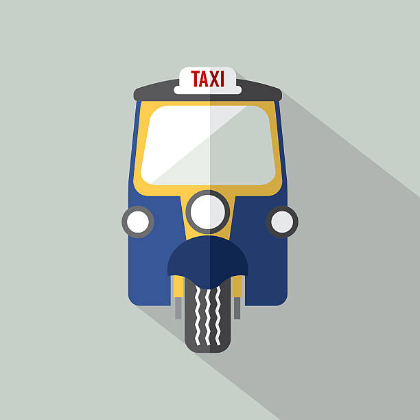 Three Wheelers Taxi Front View. Three Wheelers Taxi Front View Vector Illustration. auto rickshaw taxi india stock illustrations