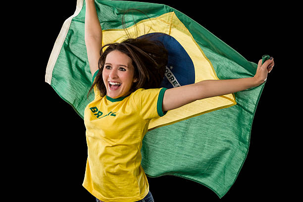 istock Female Brazilian fan celebrating 499091969