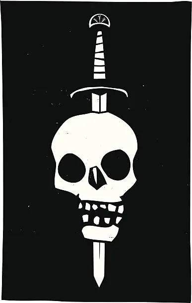 Vector illustration of Skull Impaled on a Sword Dark