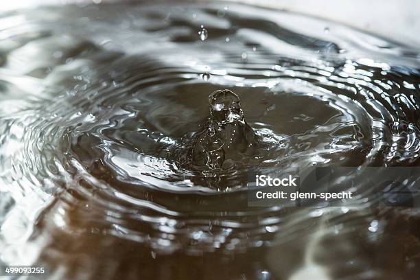 Water Drops Falling On Water Backlight Stock Photo - Download Image Now - Abstract, Back Lit, Blue