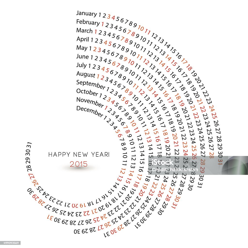 New year 2015 calendar, spiral Illustrationen - Lizenzfrei 2015 Vektorgrafik