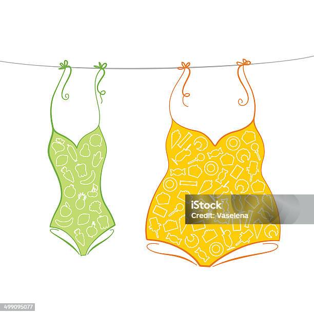 Thin And Thick Swimsuits Stock Illustration - Download Image Now - Adipose Cell, Adult, Beach