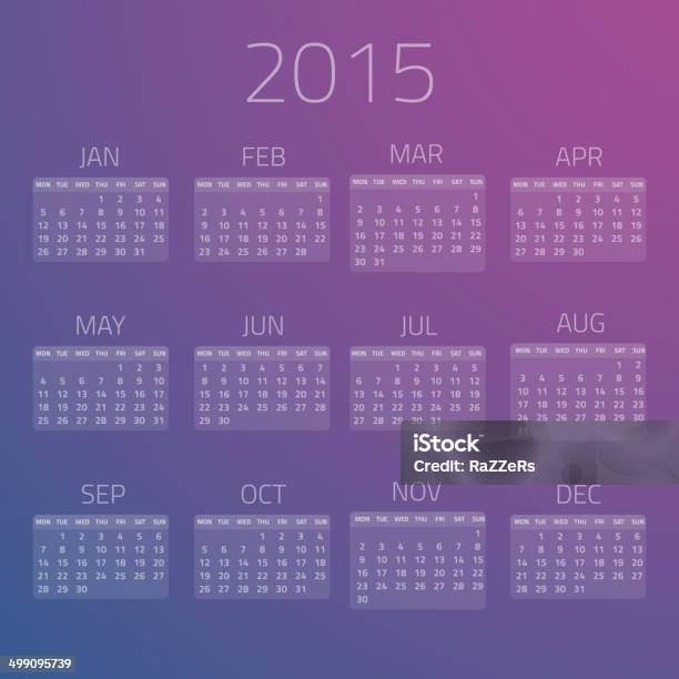 Illustration Of Gloss Calendar 2015 Vector Background Stock Illustration - Download Image Now