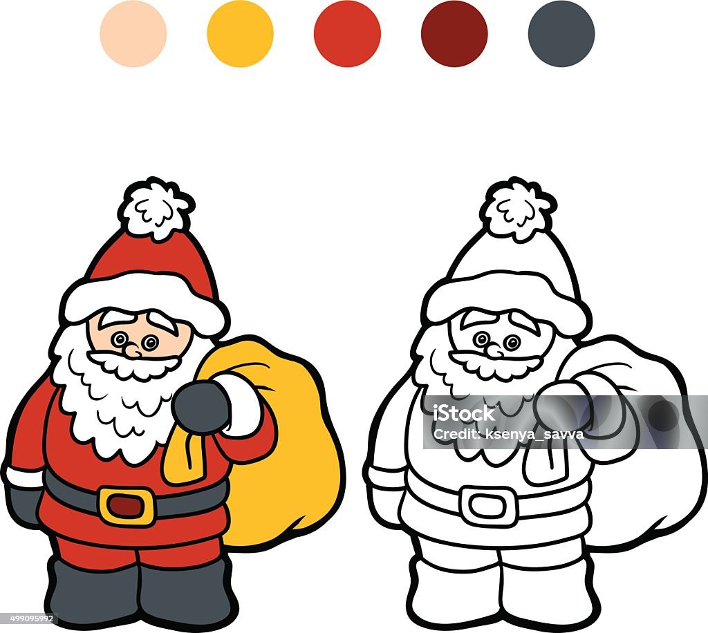 Coloring book for children: Santa Claus Coloring book for children, education game: Santa Claus 2015 stock vector