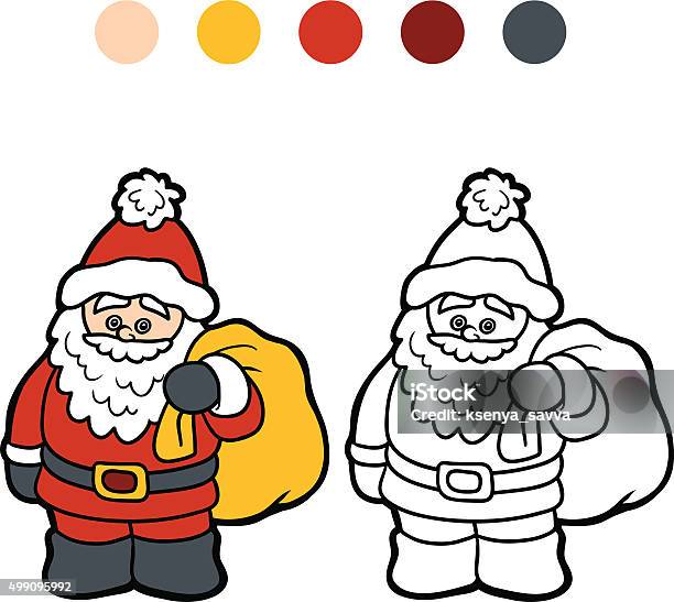 Coloring Book For Children Santa Claus Stock Illustration - Download Image Now - 2015, Activity, Adult