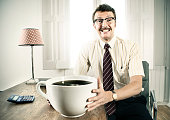 Office Worker With Giant Coffee