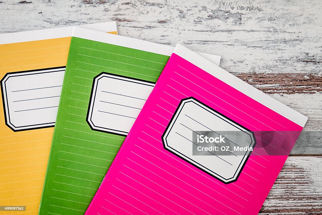 Colorful Notebook Labeling Colorful Notebooks With Name Label On Cover Stock Photo - Download ...