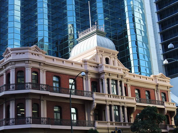 istock Old classical building in front of skyscrapers in Perth 499097542