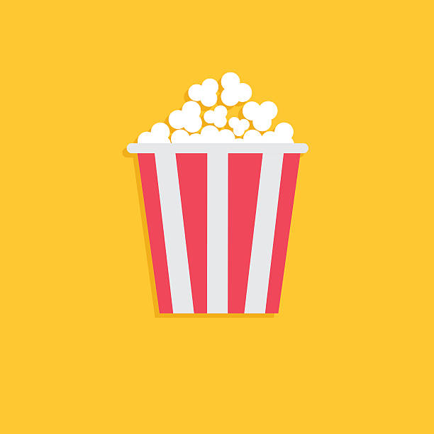 bildbanksillustrationer, clip art samt tecknat material och ikoner med popcorn. cinema icon in flat dsign style. - popcorn