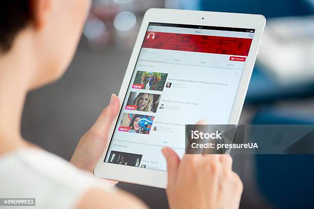 Youtube Music Playlist On Apple Ipad Air Stock Photo - Download Image Now - YouTube, Digital Tablet, Choosing
