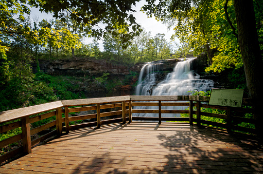 Brandywine Falls in Cuyahoga Valley National Park Ohio.  A gorgeous 65 foot falls seen here in late spring from the viewing platform.