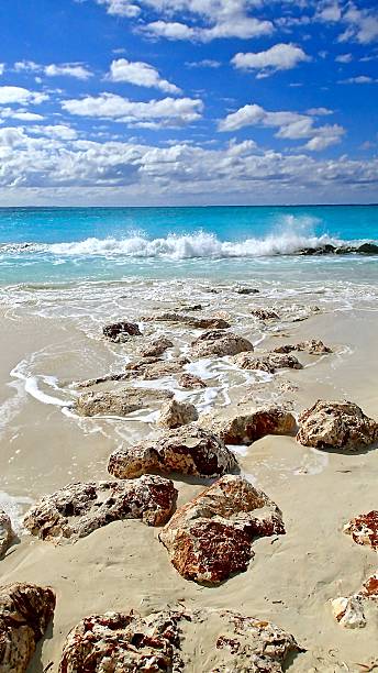 White sand beach stock photo