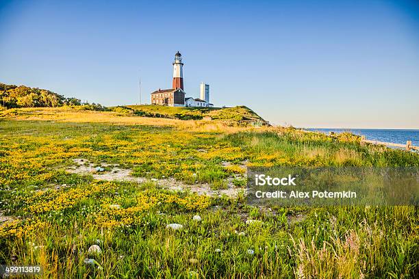 Faro En Montauk Islans Largo Foto de stock y más banco de imágenes de The Hamptons - The Hamptons, Montauk, Estado de Nueva York