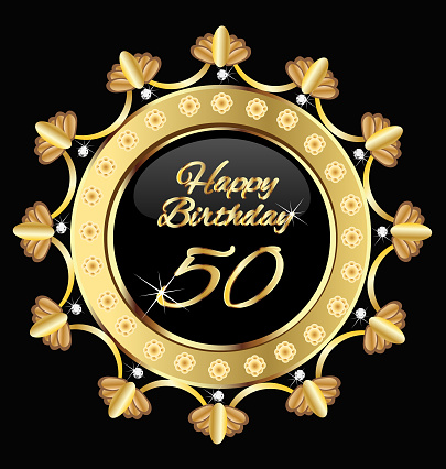 Happy birthday 50 anniversary gold elegant design background