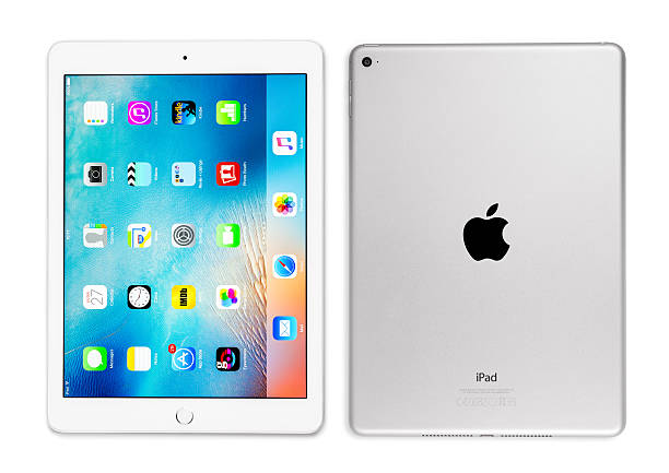 apple ipad air 2 prata frente e traseira - ipad apple computers note pad touch screen imagens e fotografias de stock