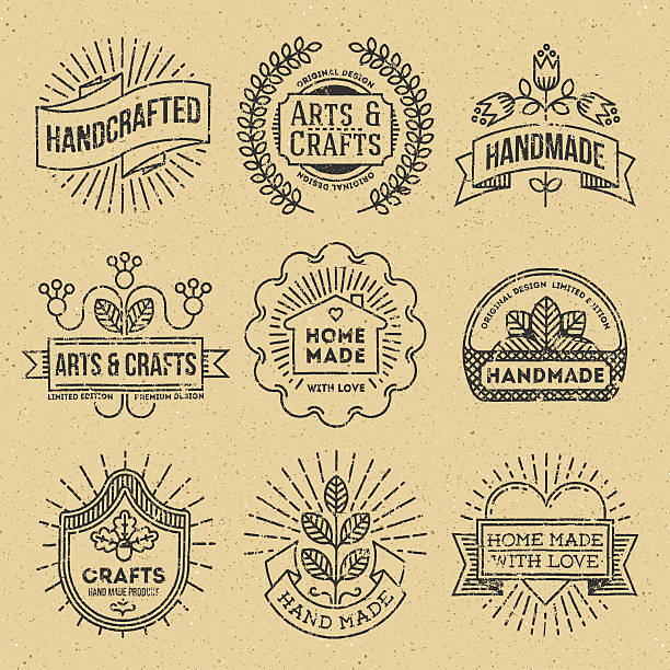 ilustraciones, imágenes clip art, dibujos animados e iconos de stock de grunge diseño retro hipster insignias logotypes de 12. - hecho en casa