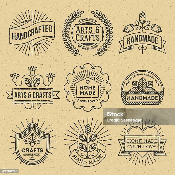 Grunge Hipster Retro Design Insignias Logotypes Set 12 Stock Illustration - Download Image Now