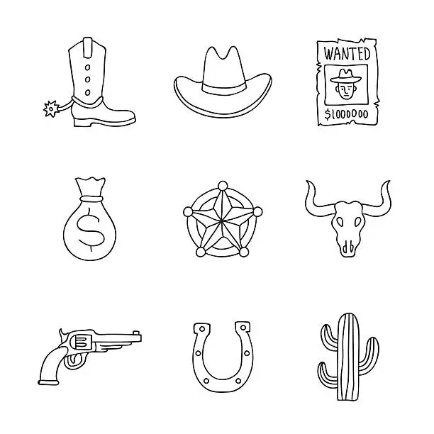 Vector illustration of Western. Vector icons