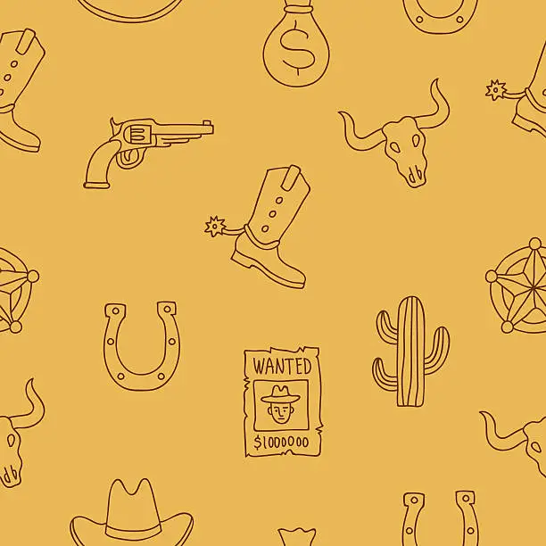 Vector illustration of Seamless vector pattern of western icons