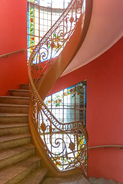 Interior spiral staircase in Red building