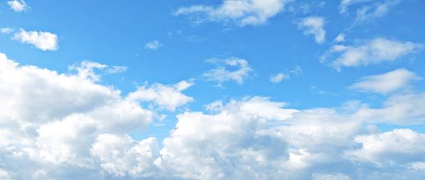 Beautiful blue sky and white clouds background stock photo