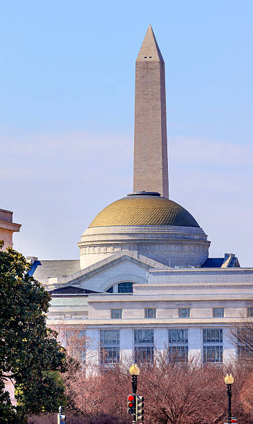 washington monument museum natural history constitution avenue, w - the mall sign washington monument washington dc stock-fotos und bilder