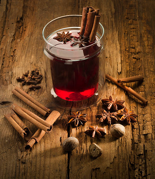 mulled red wine stock photo