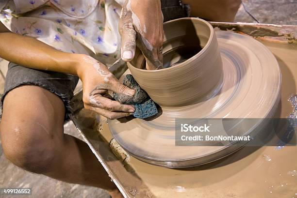 Potter Makes On The Pottery Wheel Clay Pot The Hands Of A Potter With The  Tool Closeup Stock Photo - Download Image Now - iStock