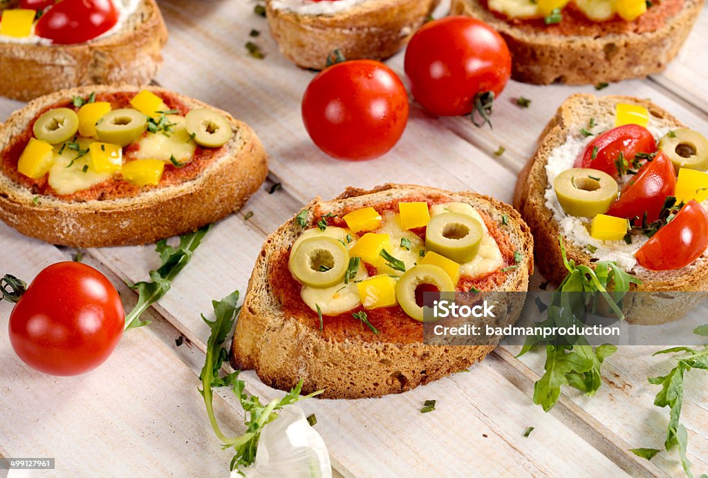 Bruschettas refeição - Foto de stock de Acima royalty-free