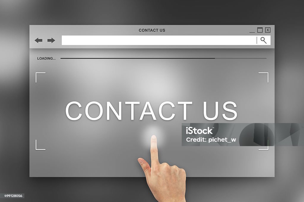 hand press on contact us button on website hand press on contact us button on webpage 2015 Stock Photo