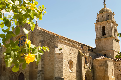 View of Church of Santa Maria del Manzano located in Castrojeriz, place of Interest on the Way of St. James, Spain