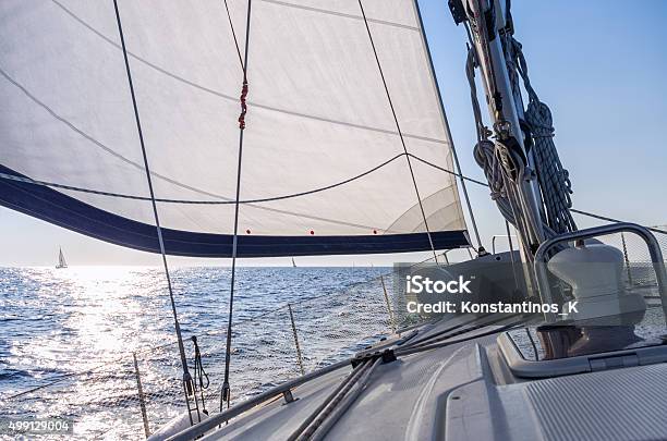 Sailing In The Aegean Sea Greece Stock Photo - Download Image Now - Sailboat, Sports Race, 2015