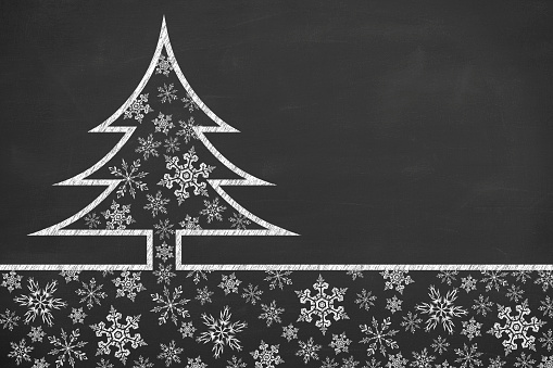 Christmas Tree on Chalkboard